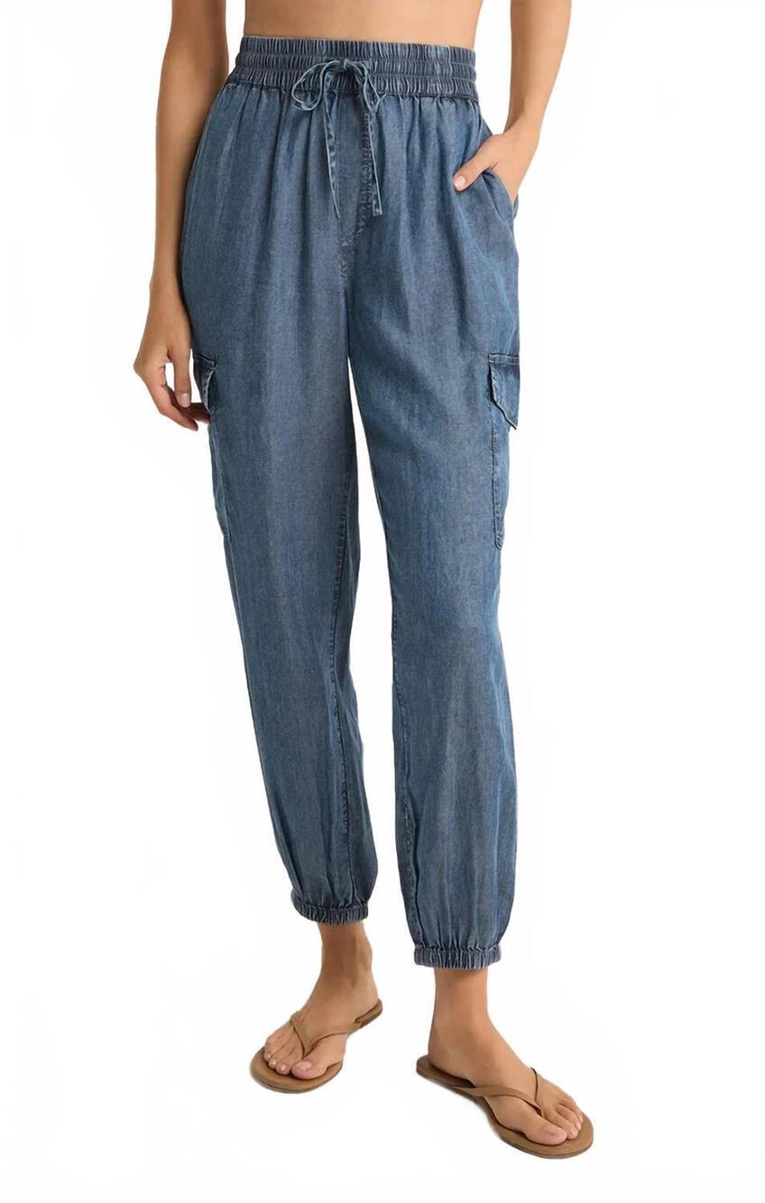 NEW Z SUPPLY rory cargo jogger pants in chambray
